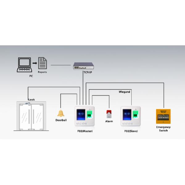 Sistema branco do controlo de acessos da impressão digital com movimentação do flash de USB para a gestão de dados autónoma