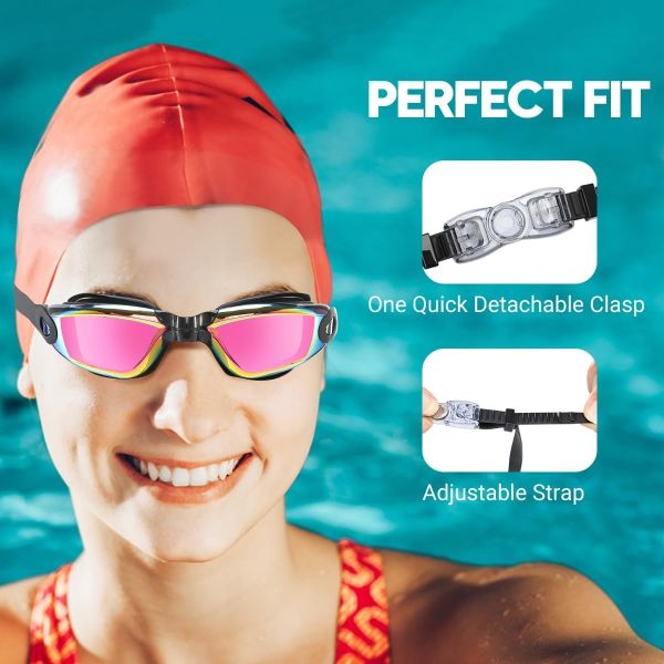 Anti-Fog UV Protection Swim Goggles with No Leaking Design for Swimming and Water Sports