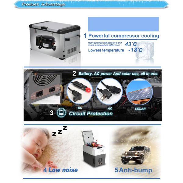 AC/DC 12V/24V Mini Compact Refrigerator Multifunction With Fridge And Freezer