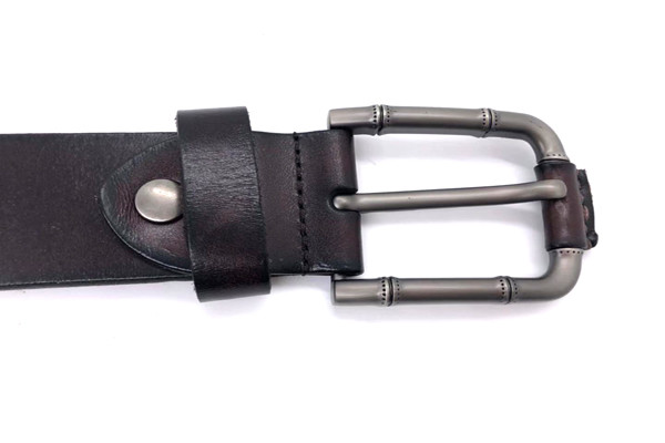 Fashion Mens Casual Leather Belt  / 100% Soft Top Grain Genuine Leather Strap With Metal Bamboo Buckle