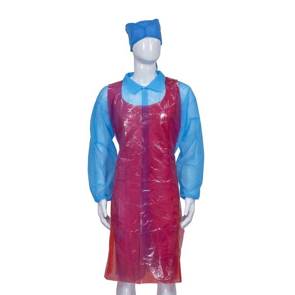 Protegido de água PE descartável avental de plástico azul / branco / verde / vermelho