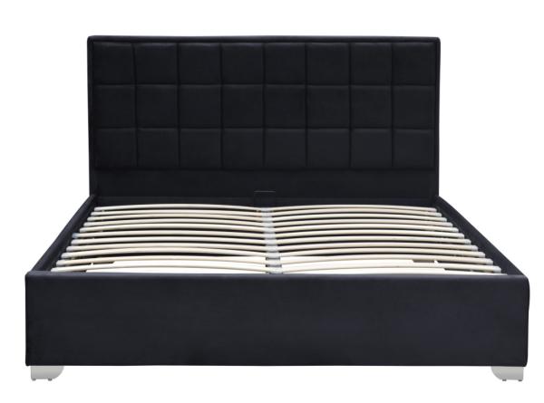 Black Plush Velvet Upholstered Gas Lift Bed Stain Resistant With Four Metal Feet