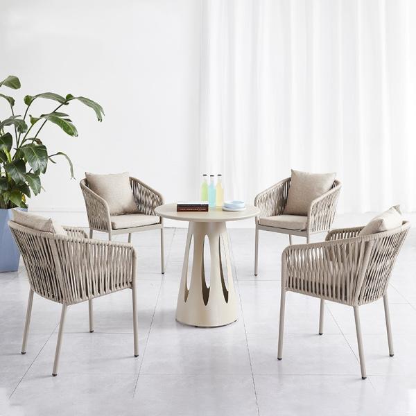 57*58*77cm Modern Garden Outdoor Dining Chair with Aluminum Frame and Woven Rope