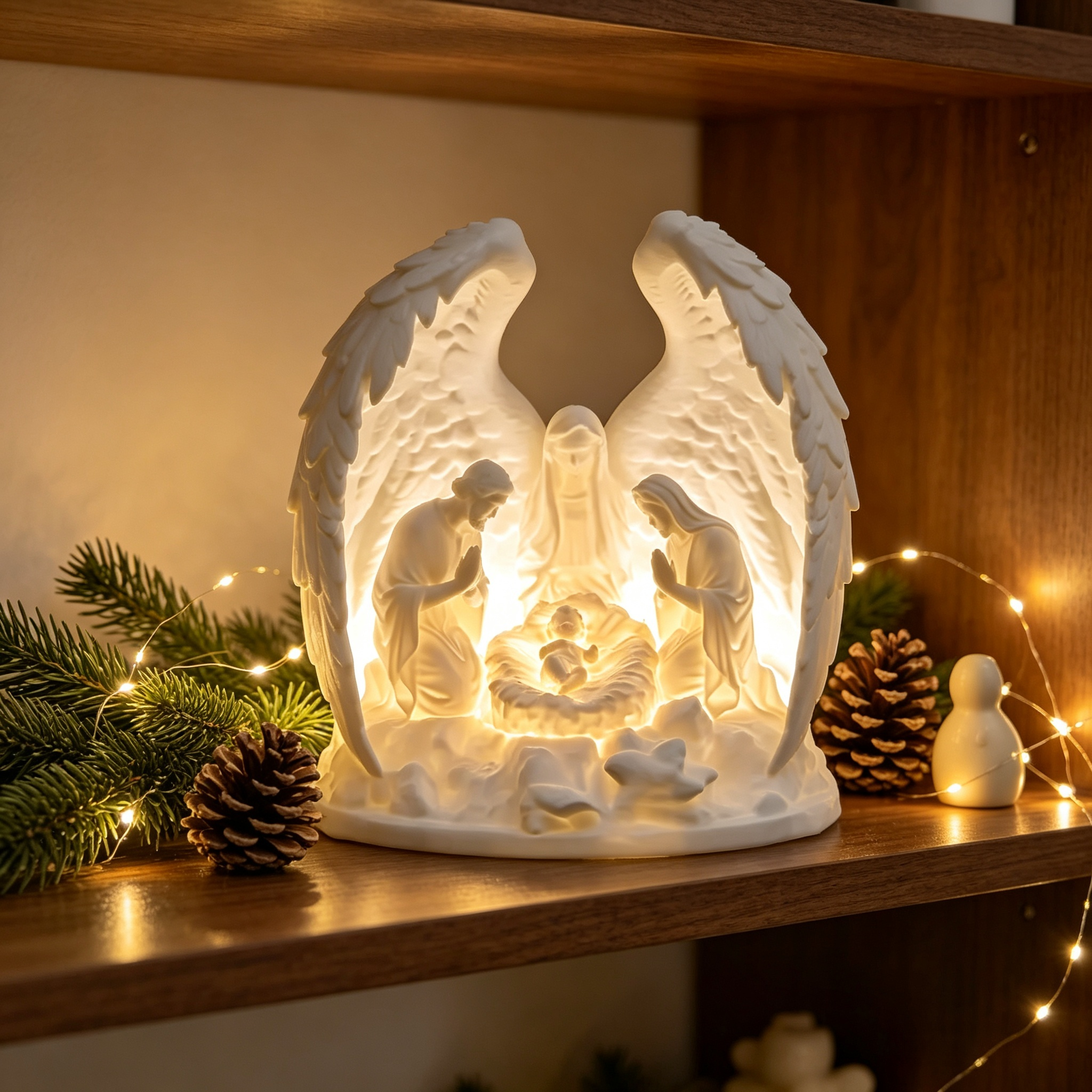 Angel Wing 3D Printed Holiday Decoration Holy Nativity Scene Christmas Tabletop Ornament