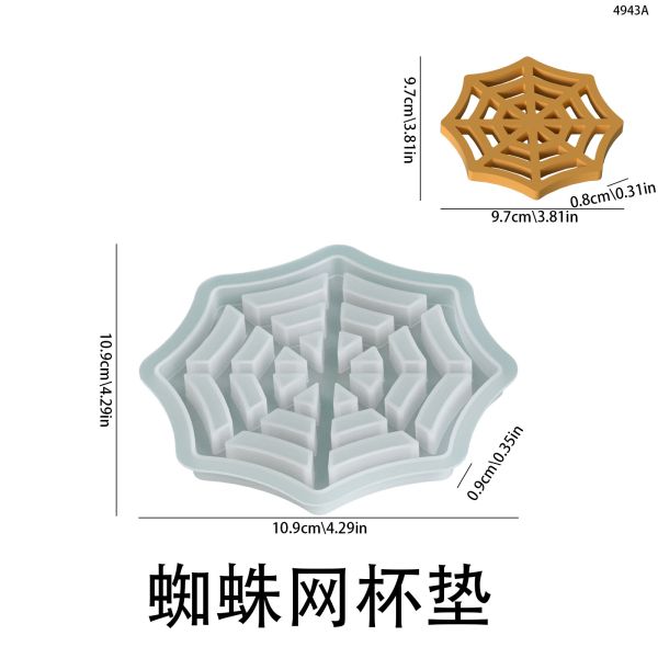 Aromatherapy gypsum spider web cup bottom seat silicone mold DIY Halloween decoration ornament dropper mold