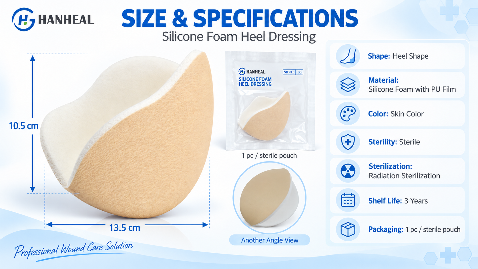 Self-Adhesive Silicone Foam Heel Dressing for Pressure Ulcers and Exuding Wounds