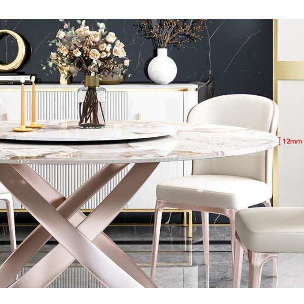 Light Luxury Modern Marble Round Table With Turntable Household Dining Table