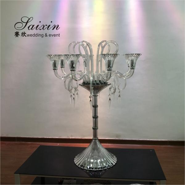 ZT-524 Luxury crystal glass red candelabras for wedding centerpieces