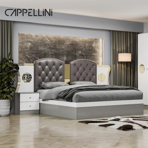 Simple Modern Double King Size Leather Bed Room Suite Home Luxury Queen Wooden Mdf Full Bedroom Furniture Set
