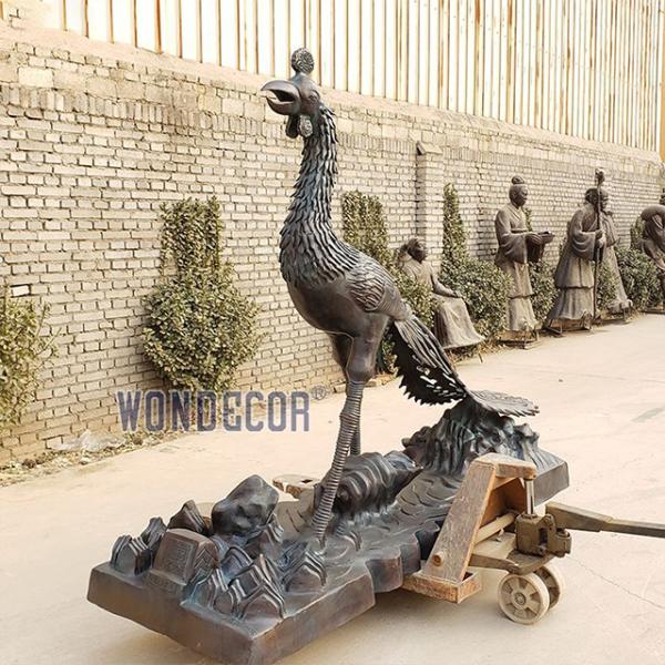 Estatua de pájaros de fuego mítico Bronce Phoenix Escultura