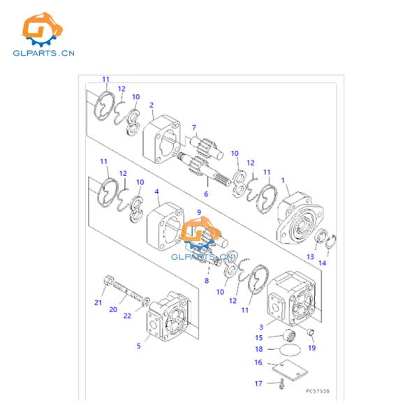 23B-60-11102 Pompe à engrenages hydrauliques pour classeurs Komatsu GD623A-1 GD621A-1 GD611A-1 GD605A-5