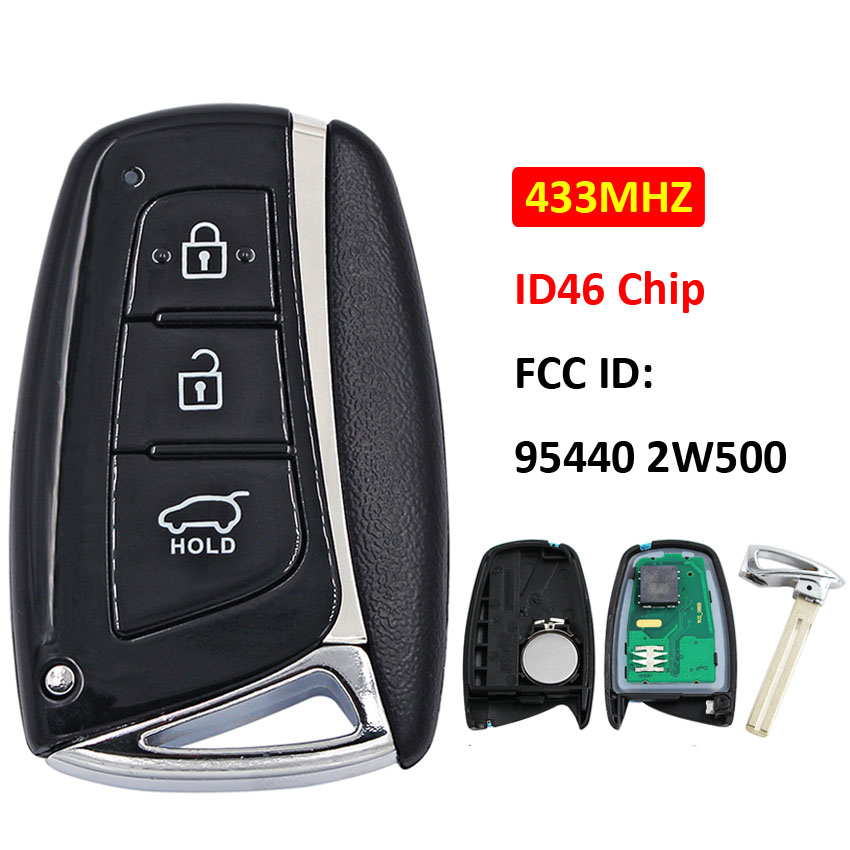 HN008317 Key For Hyundai 433mhz 3 Button Smart Keyless Entry Remote Fob With ID46 Pcf7952 Chip