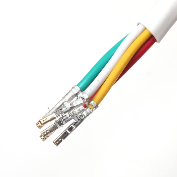 Shielded 18AWG 4-Core Power Cable Assembly with Crimp Terminals