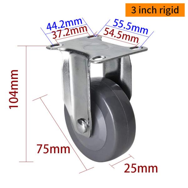 Grey Light Duty 3 Inch Caster Wheels With Brakes RoHS Approved