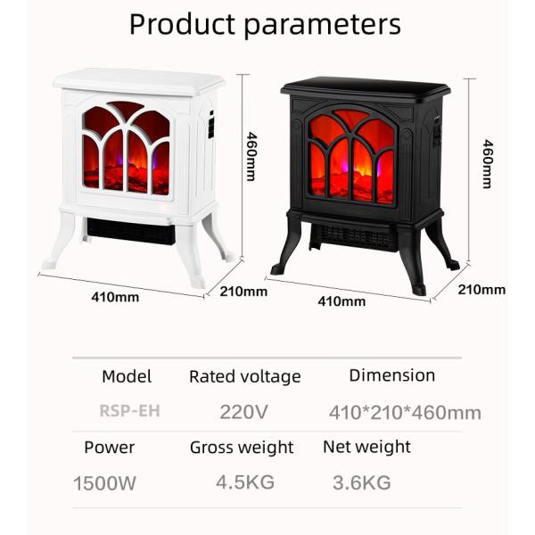 2 Temperature Adjust Level Electric Fireplace Heater Indoor LED Decorative Flame