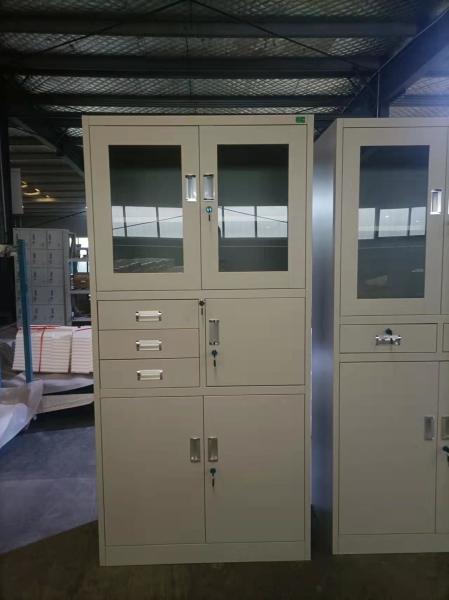 Glass Door Cold Rolled Steel Filing Cupboard Storage Office Furniture