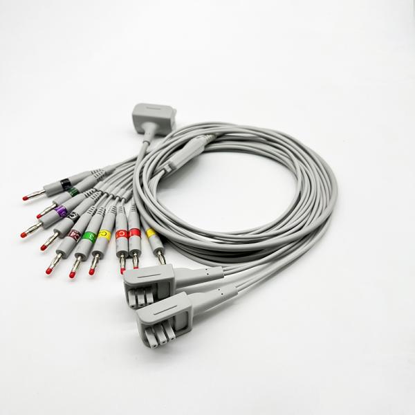 Banana 4.0 Connector Nalong EKG Cable 3.6m Grey TPU Jacket 10 Lead Wires