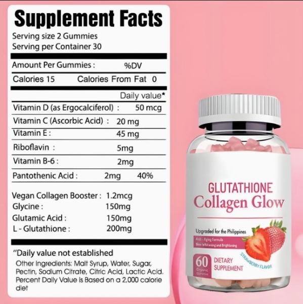 Dairy Free Skin Whitening Candy Collagen Supplement L Glutathione Skin Glow Gummies