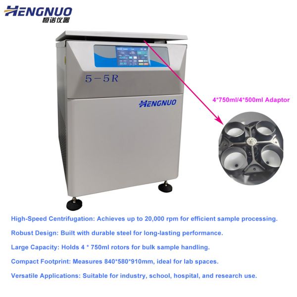 4x1000ml Large Capacity Centrifuge Machine 5500rpm Blood Bank Refrigerated Centrifuge
