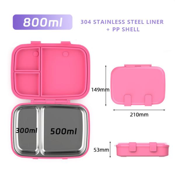 Hot And Cold Foods 800ml Metal Lunchbox Leak-Proof Metal Bento Lunch Box