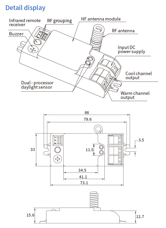 HNS117RF настраиваемый белый RF настраиваемый датчик движения беспроводная группировка наблюдение за дневным светом