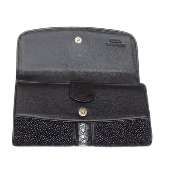 Unisex Style Authentic Stingray Skin Women Long Wallet Lady Card Holders Genuine Leather Female Large Clutch Purse
