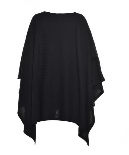 Creative Style Ladies Plus Size Tops With Bat-wing Sleeve In Black