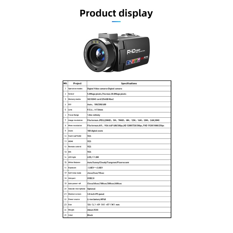 Hot Sale 1080P Handy HD Camcorder Video Cameras 18X Digital Zoom DV With Face Capture&Anti Shake&Beauty Face Vlog Cameras