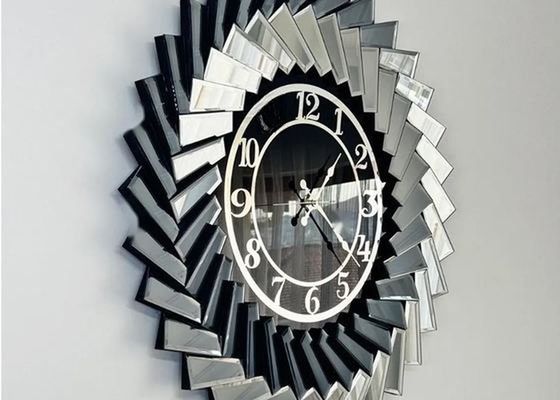 Luxury Gray Mirror Glass Wall Clock with Silent Movement and Custom Size Available for Modern Décor