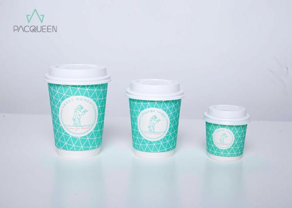 Heat Insulated Double Wall Paper Cup , Personalised Drinking Cups With Cup Lids