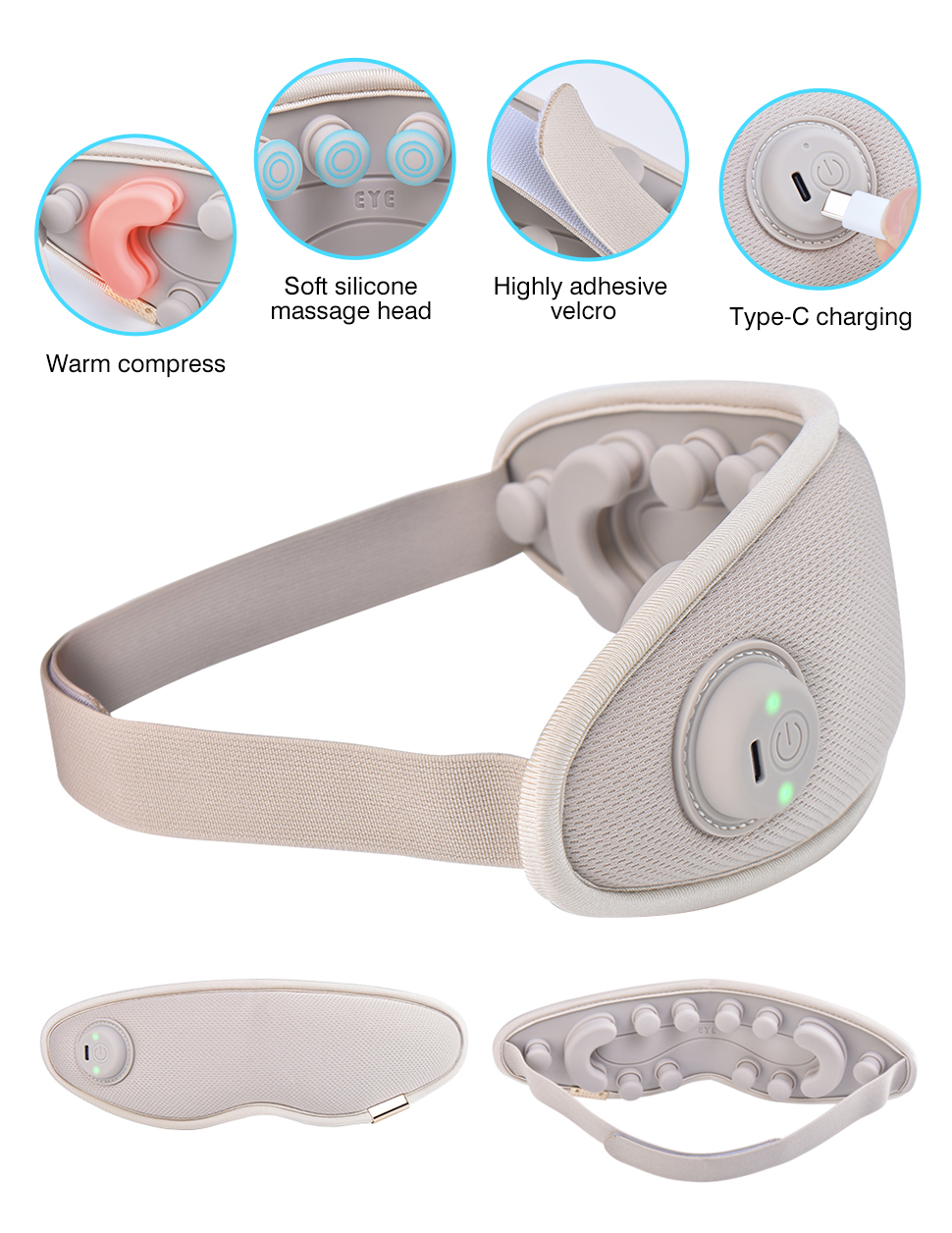 2025 Wholesale White Warm and Hot Acupuncture Electric Smart Eye Massager