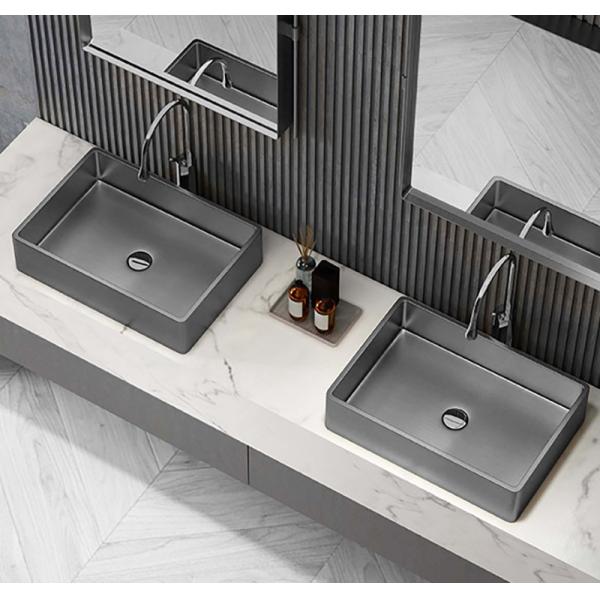 SUS304 Rectangular Stainless Steel Vessel Sinks For Hotel Bathroom