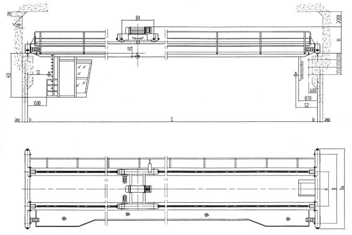 Стальной тип кран коробки двойного луча модели LH мастерской 32T надземный