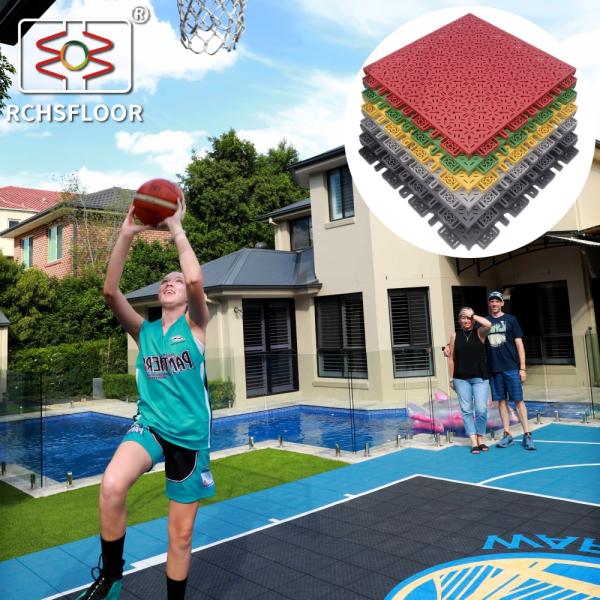 Interlocking Basketball Court Tiles 340x340mm Polypropylene Sports Flooring