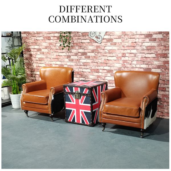 Nidea #8818 Antique Leather Chesterfield Club Lounge Sofa Chair Handmade Living Room Furniture Modern Classic Design