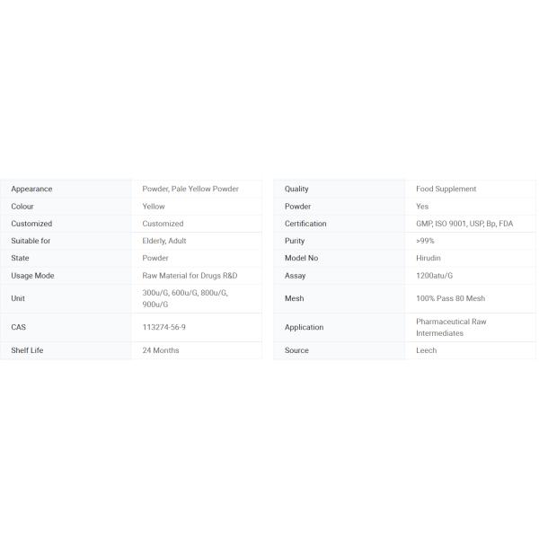 Factory Supply High Purity Hirudin Powder CAS.113274-56-9 Leech Extract