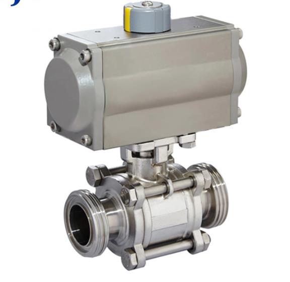 Pneumatic DN10~DN100 1/2in 3 Way Sanitary Ball Valve With Spring Actuator