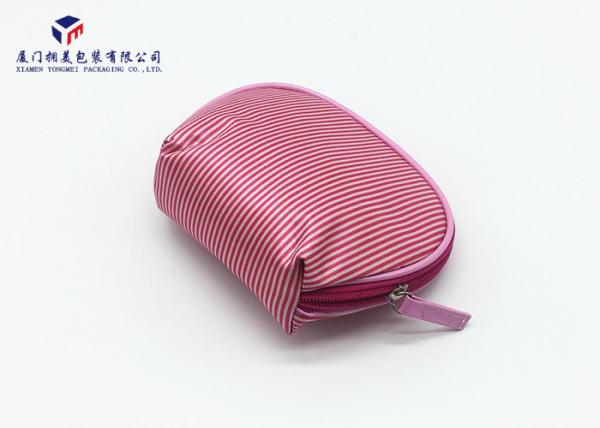 Trapezoid Fashion Design Fabric Makeup Bag Pink Color Size 11.5cm X 5cm X 11.5cm