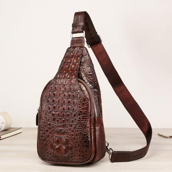 Exotic Crocodile Skin Men's Chest Bag Authentic Genuine Alligator Leather Male Messenger Bag Crossbody Shoulder Bag