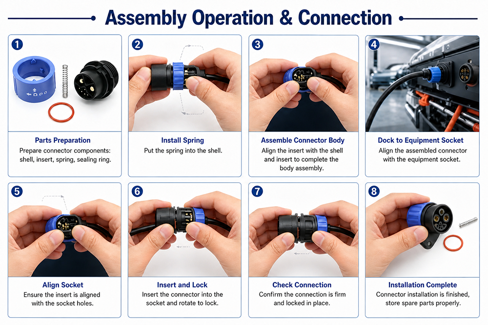E-motorcycle Solution M23 Series 30A Heavy Duty Waterproof Circular Connector For High Power Equipment
