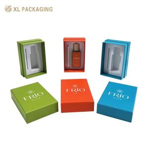 Custom Luxury Green 3-Piece Rigid Fragrance Packaging Box White Logo Printing, EVA Tray With Separate Slots For Perfume & Card, Multiple Box Styles & Inner Foam