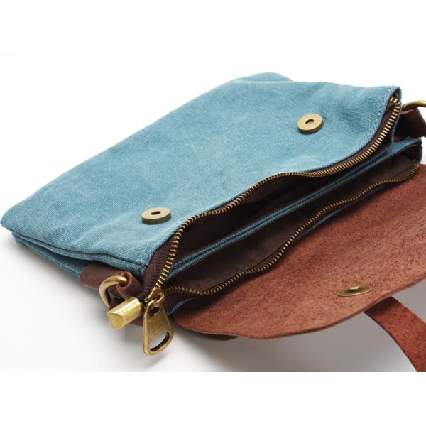 Panelled Color England Style Leather with Waxed Canvas Messenger Bag