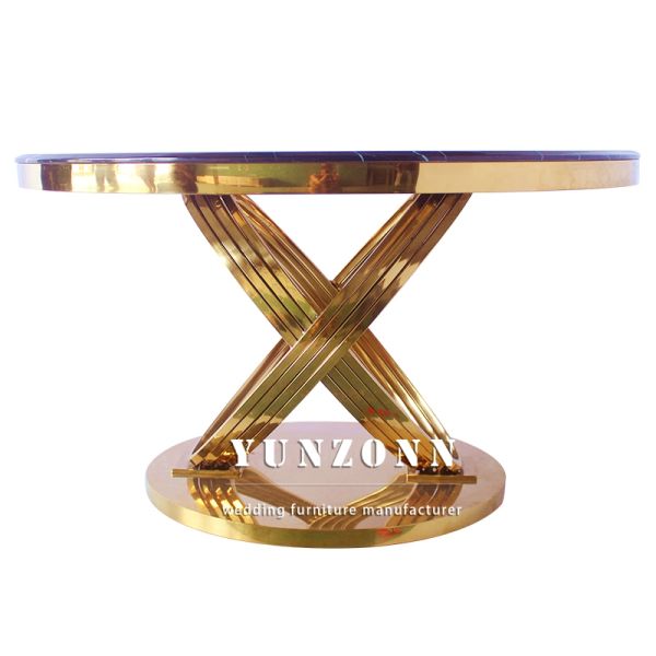 Wedding Party Supplies Party Table Small Dining Table Circle Stainless Steel Frame Marble Top Wedding Cake Table