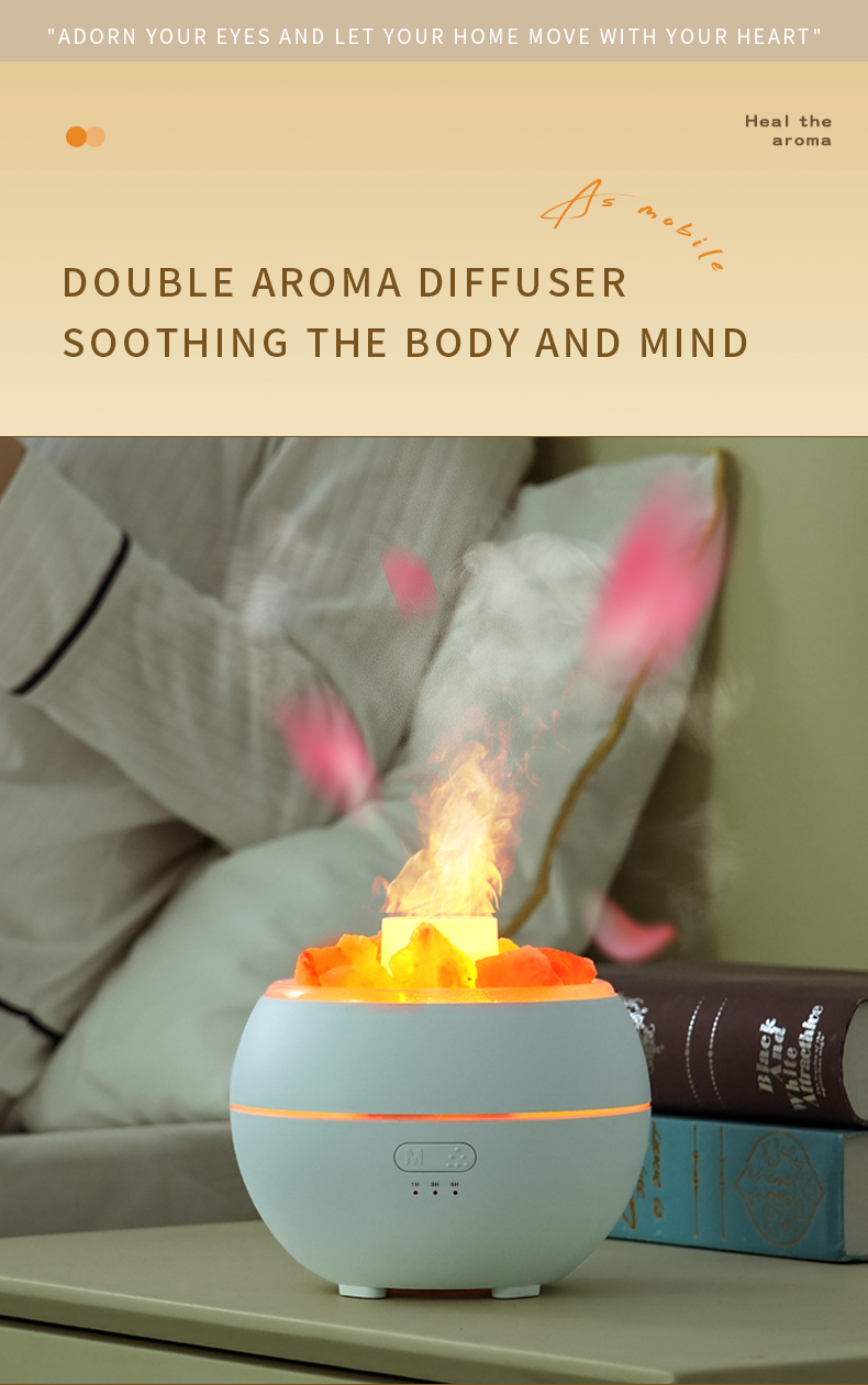 Aromatherapy Usb Oil Humidifier Fragrance Portable Ultrasonic Home Essential Room Flame Fire Aroma Diffuser