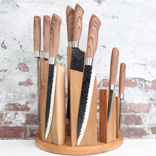 Bamboo Multifunctional Kitchen Shelf Semi Circle Magnetic Knife Block