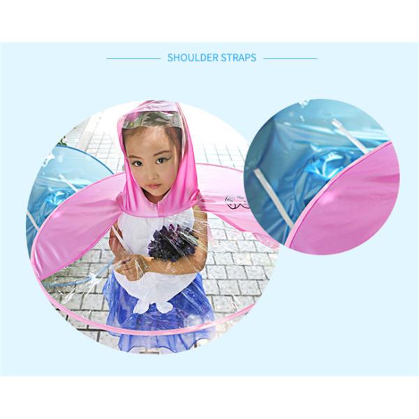 Child Kid Umbrella Cap Peppa Pig Rain Cloak Baby Flying Saucer Pink Color