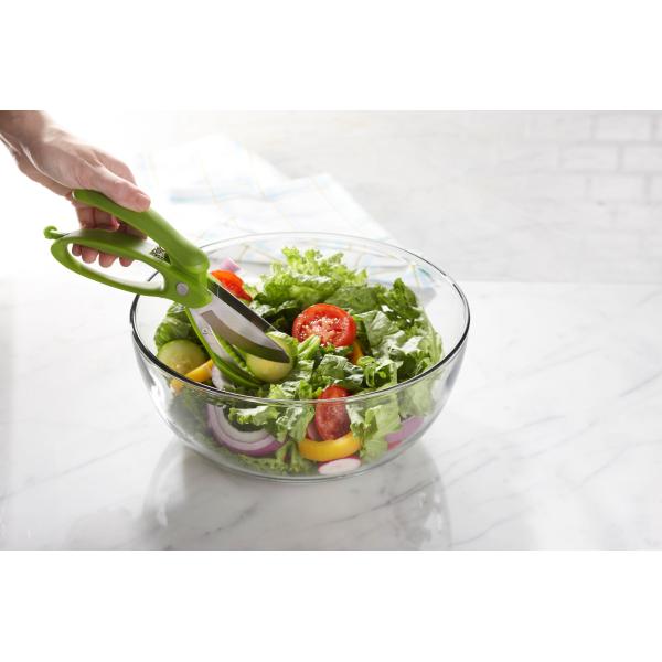 Stocked Salad Scissors With PP TPR Handle Green Vegetable Chopper for Salad Cutting