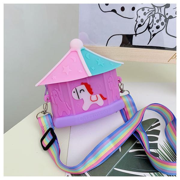 Carousel Kid CrossBody Shoulder Bag BPA Free Silicone Pencil Case For Stationery And Makeup Organization School Supplies