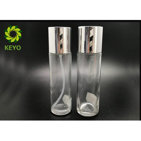 4OZ Clear Round Glass Toner Bottle With Silver Cap For Essential Oil