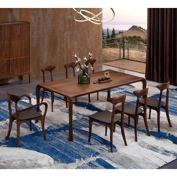 High End Solid Wood Dining Chairs , Black Leather Upholstered Chair